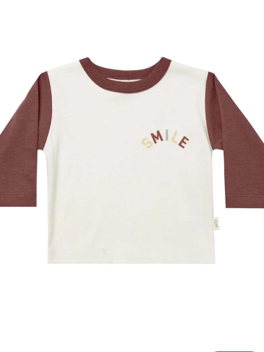 💚NWT Quincy Mae Smile Graphic Raglan Tee - Cream & Brown